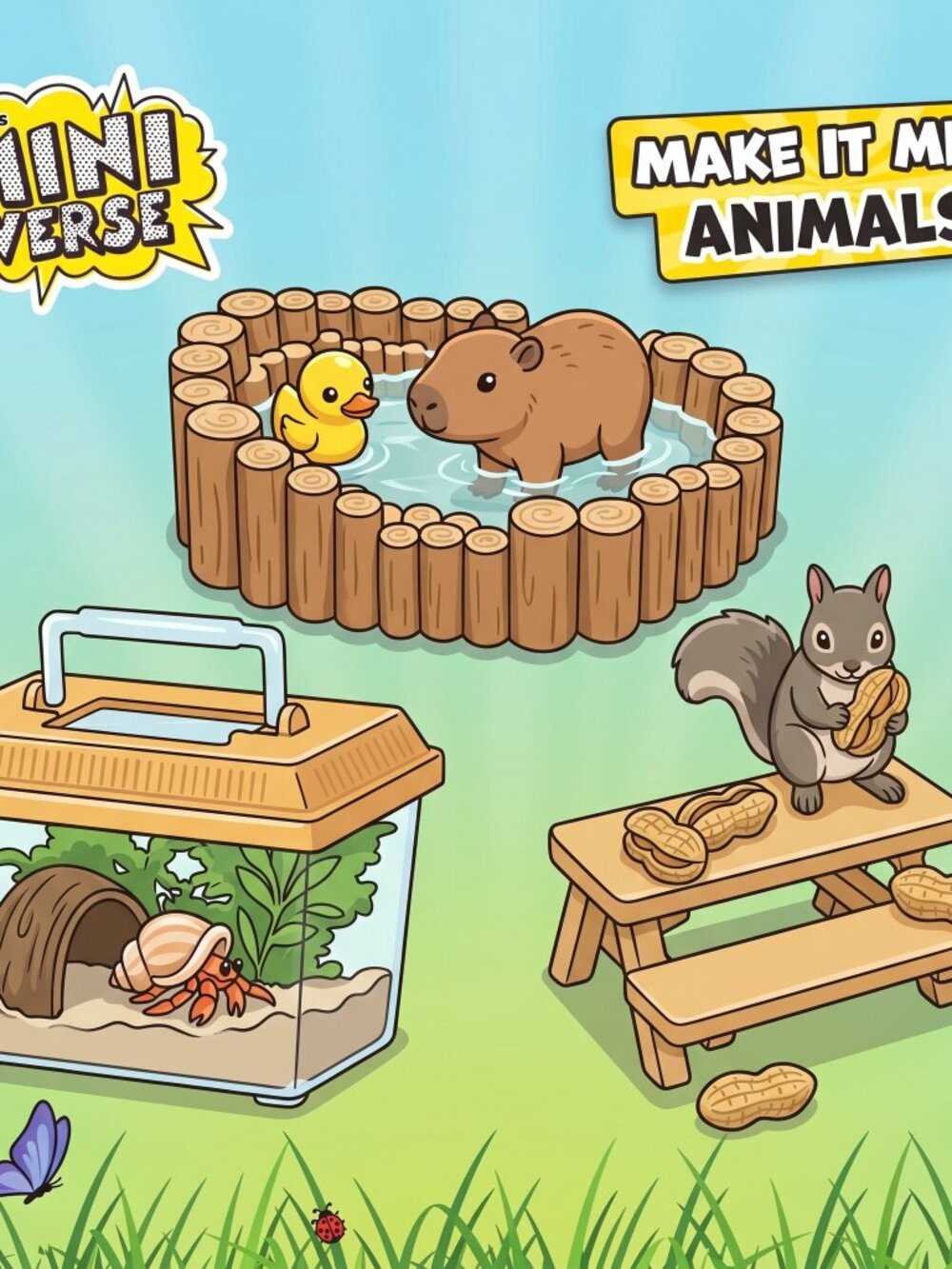 Miniverse Make It Mini Animals S2 Bundle: Hermit Crab, Squirrel & Capybara VHTF